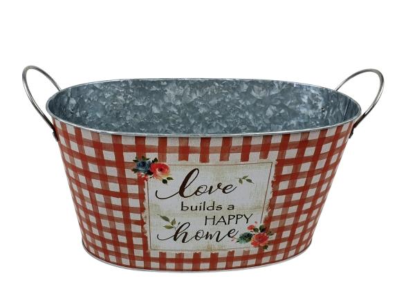 Metall Pflanzwanne rot-weiß kariert